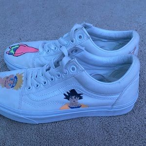Customized white original vans
